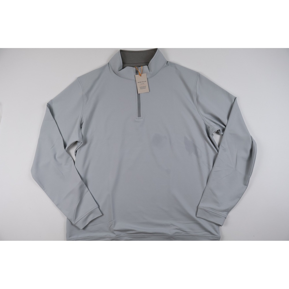 Peter Millar Pullover Crown Sport Quarter Zip Gray Solid XL NWT